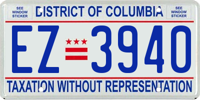 DC license plate EZ3940