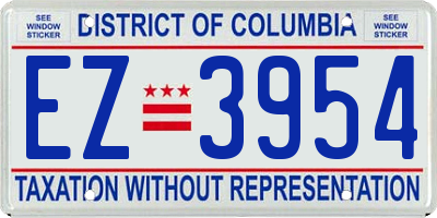 DC license plate EZ3954