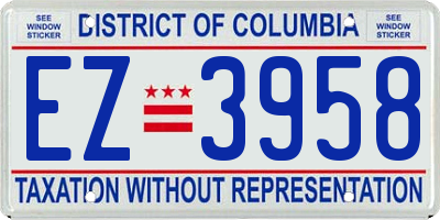 DC license plate EZ3958