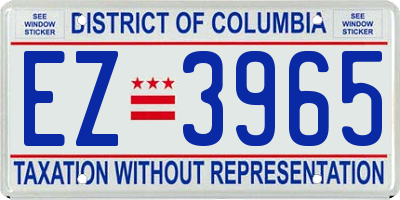 DC license plate EZ3965