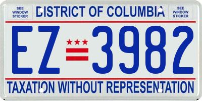 DC license plate EZ3982