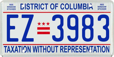 DC license plate EZ3983