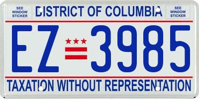 DC license plate EZ3985