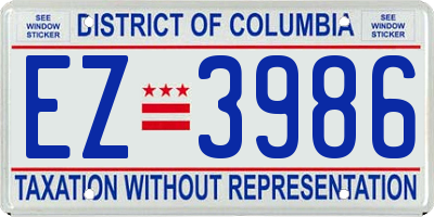 DC license plate EZ3986