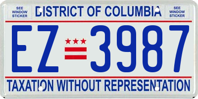 DC license plate EZ3987