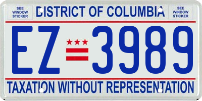 DC license plate EZ3989