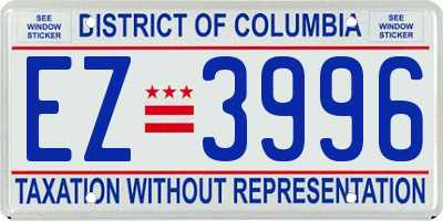 DC license plate EZ3996