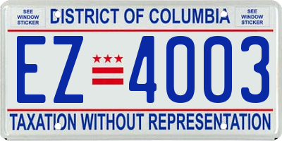 DC license plate EZ4003