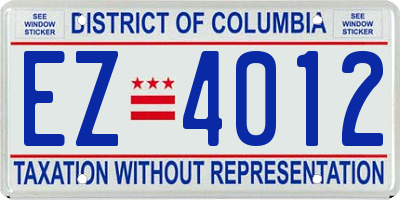 DC license plate EZ4012