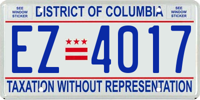 DC license plate EZ4017