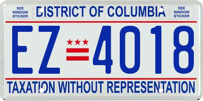 DC license plate EZ4018