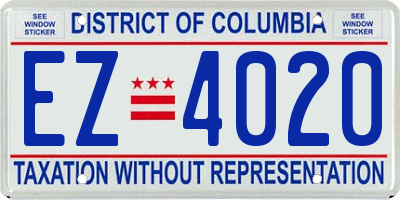 DC license plate EZ4020