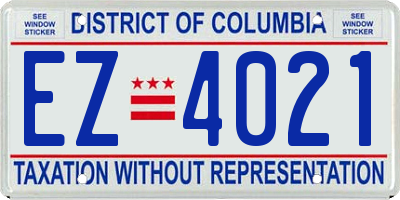 DC license plate EZ4021