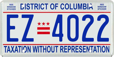 DC license plate EZ4022