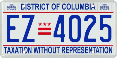 DC license plate EZ4025