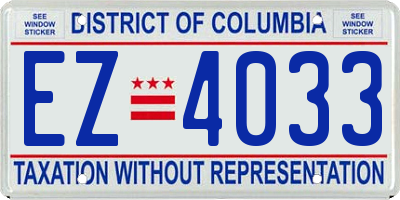 DC license plate EZ4033