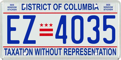 DC license plate EZ4035