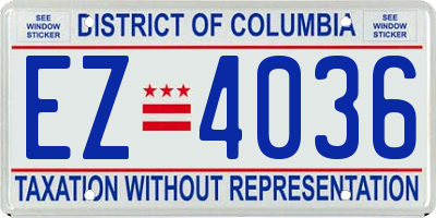 DC license plate EZ4036