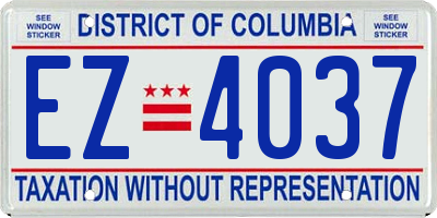 DC license plate EZ4037