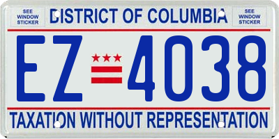 DC license plate EZ4038