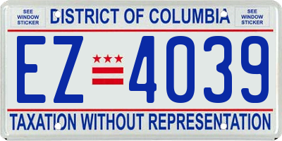 DC license plate EZ4039