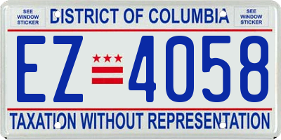 DC license plate EZ4058