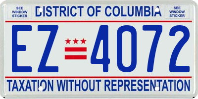 DC license plate EZ4072