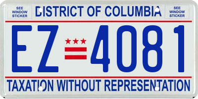 DC license plate EZ4081