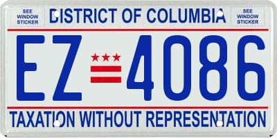 DC license plate EZ4086