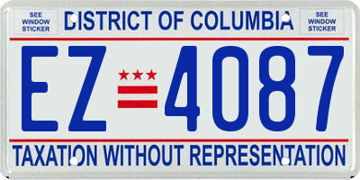 DC license plate EZ4087