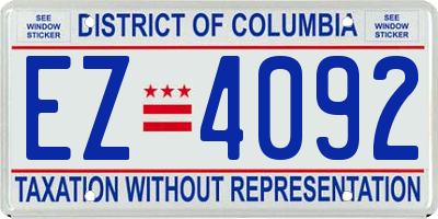 DC license plate EZ4092