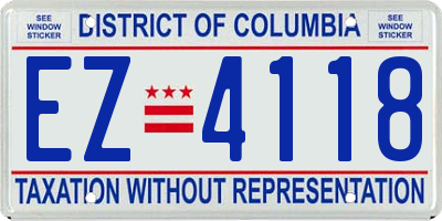 DC license plate EZ4118