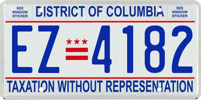 DC license plate EZ4182