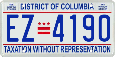 DC license plate EZ4190