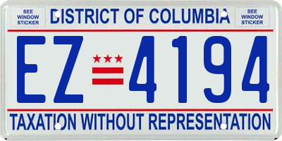 DC license plate EZ4194