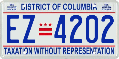 DC license plate EZ4202