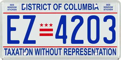 DC license plate EZ4203