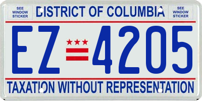 DC license plate EZ4205