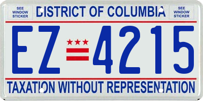 DC license plate EZ4215