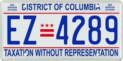 DC license plate EZ4289