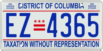 DC license plate EZ4365