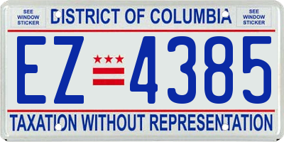 DC license plate EZ4385