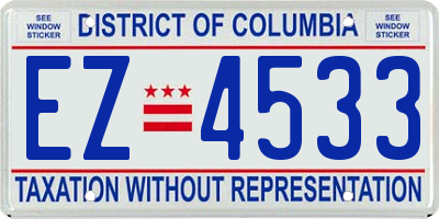 DC license plate EZ4533