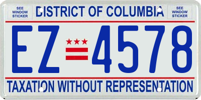 DC license plate EZ4578