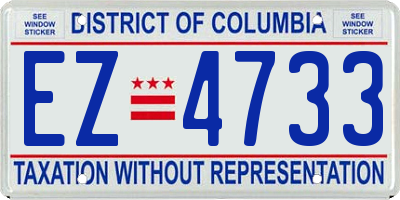 DC license plate EZ4733