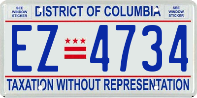 DC license plate EZ4734