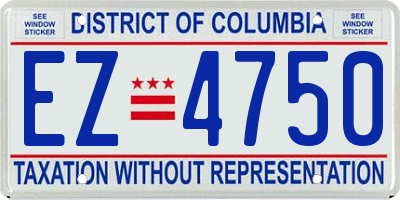 DC license plate EZ4750