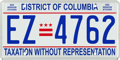 DC license plate EZ4762