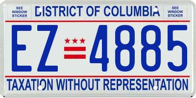 DC license plate EZ4885