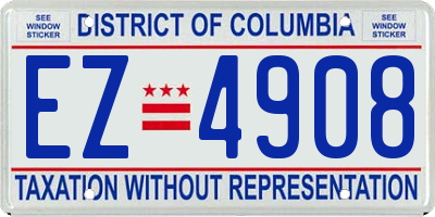 DC license plate EZ4908